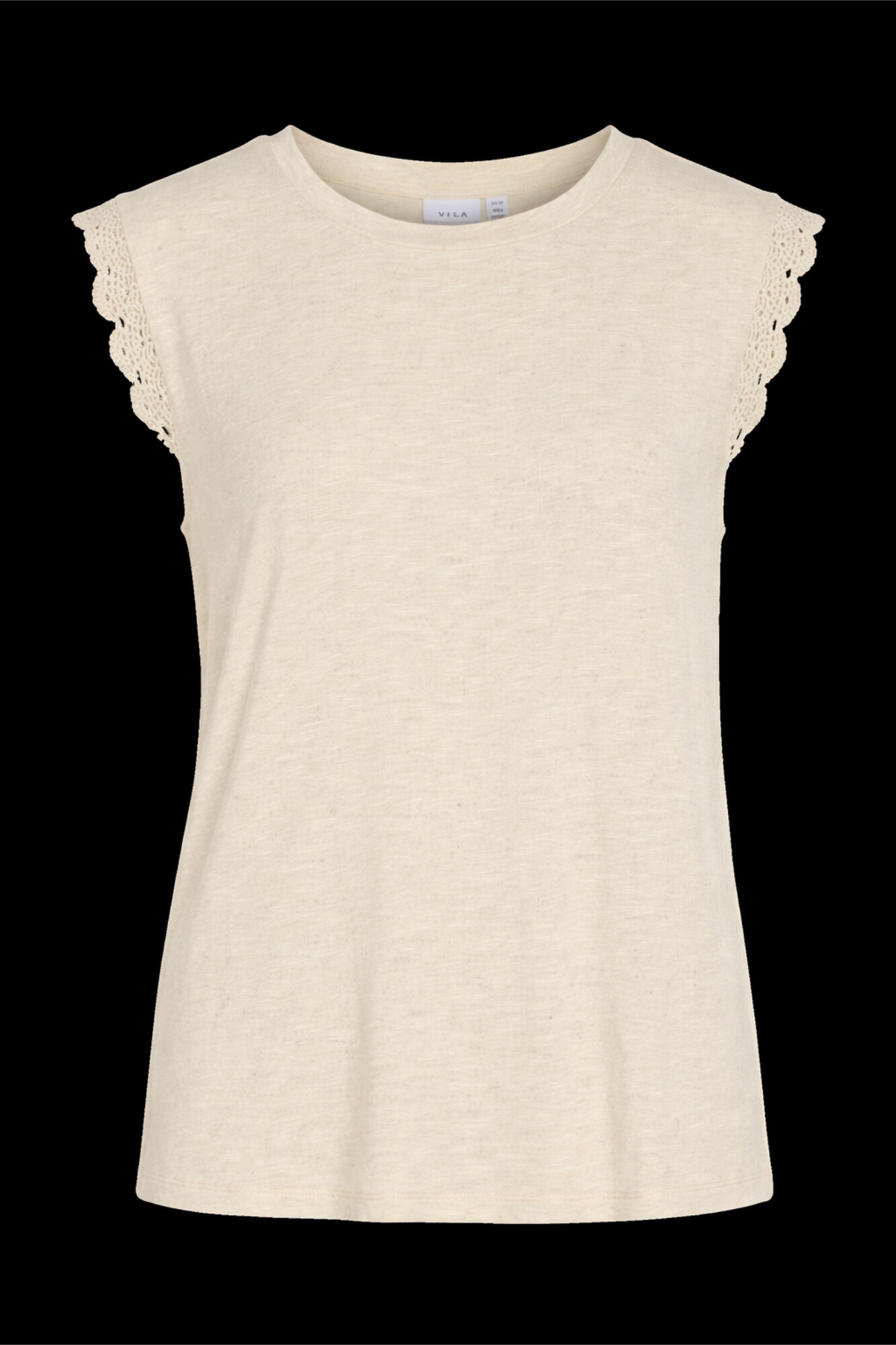 Vila Camiseta de mujer son encaje en mangas