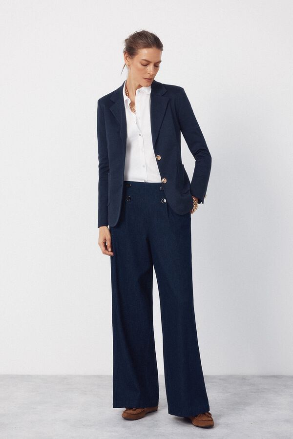 Cortefiel Blazer de punto piqu&eacute; Azul marino