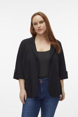 Vero Moda Curve Plus size linen blazer with 3/4 sleeves  Black