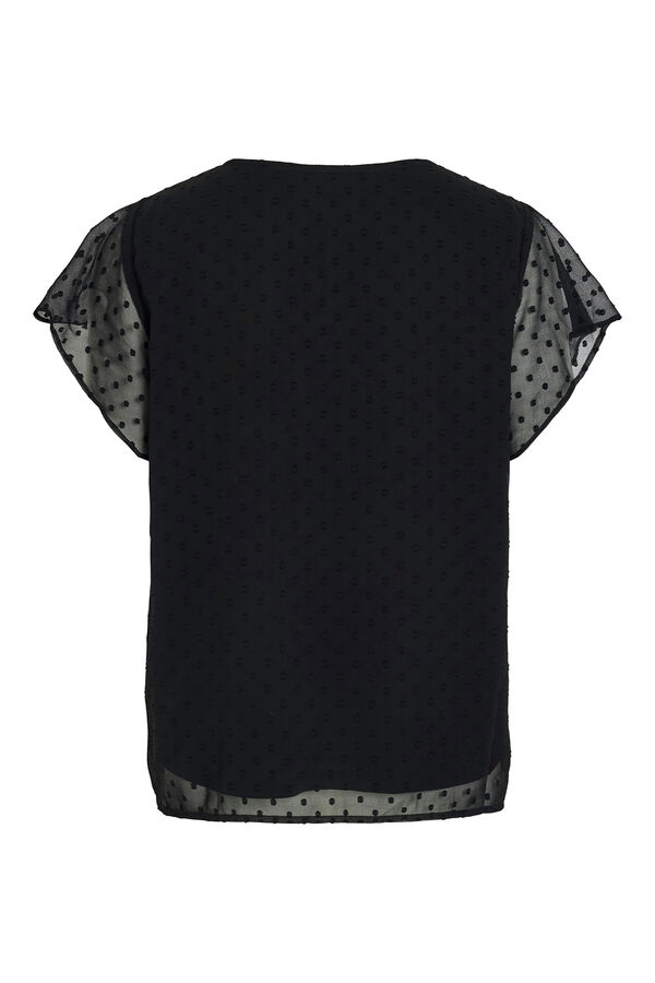Vila Blusa manga curta plumetti Preto