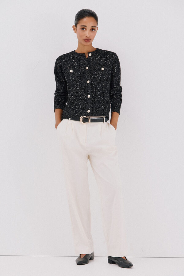 Cortefiel Lurex jacket with buttons Black