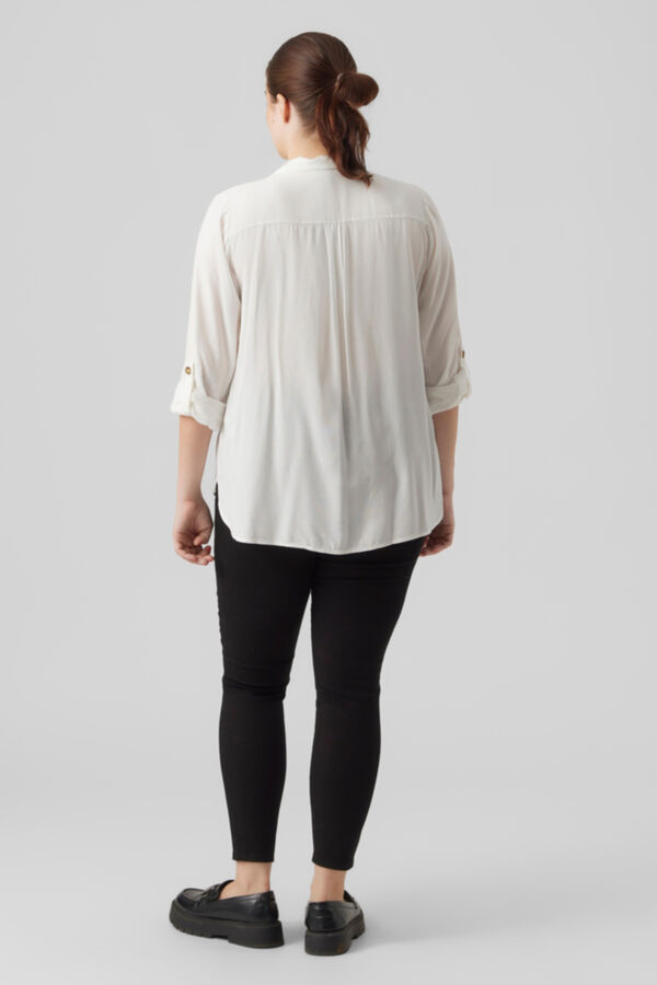 Vero Moda Curve Camisa manga 3/4 talla grande Blanco