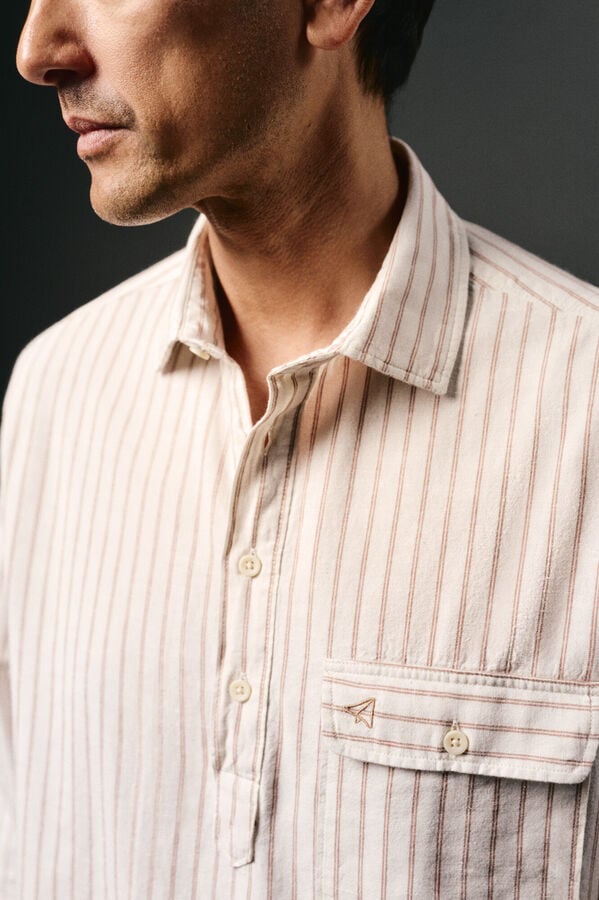 OOTO Polera de algod&oacute;n con lino Ecru