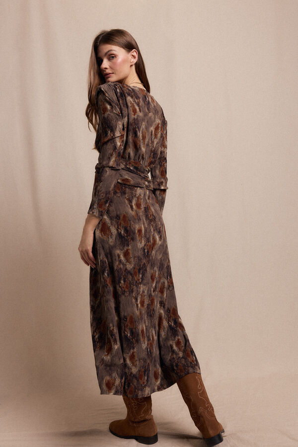 Slowlove Vestido textura elastico Castanho