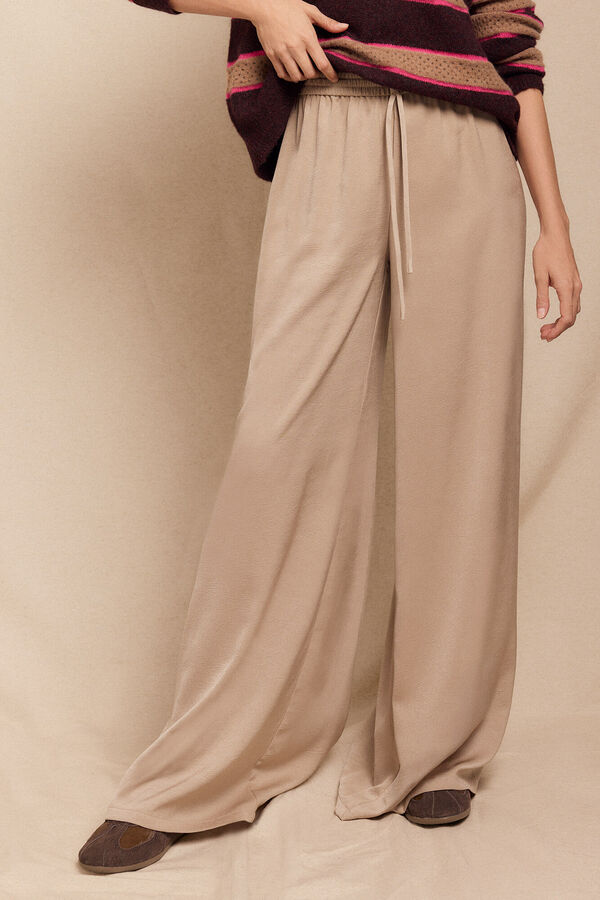 Slowlove Flowing satin-finish trousers Beige