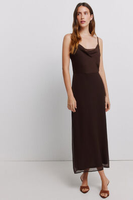 Vestido largo satinado de tirantes
