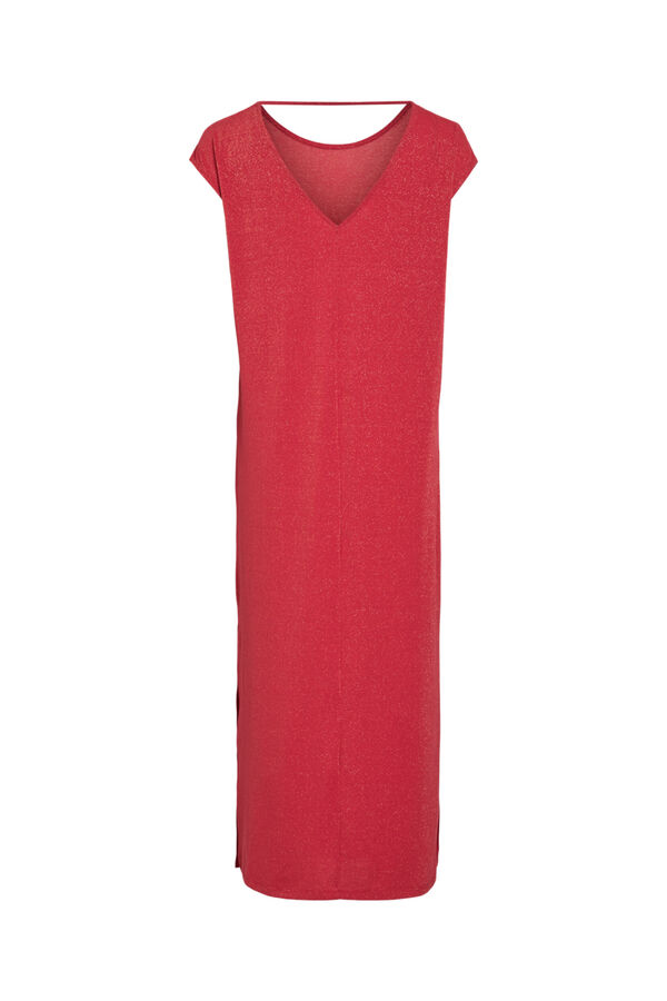Vila Vestido comprido com l&uacute;rex Vermelho
