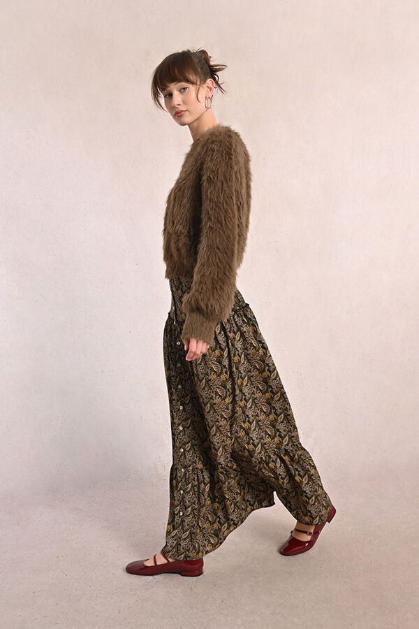 Molly Bracken Saia longa com estampado e babados Multicolorido