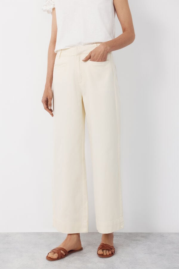 Cortefiel Pantalones Piping Amarillo
