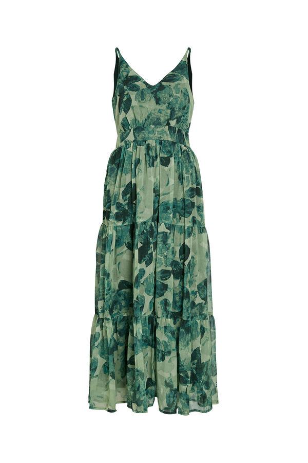 Vila Vestido midi de flores Verde oscuro