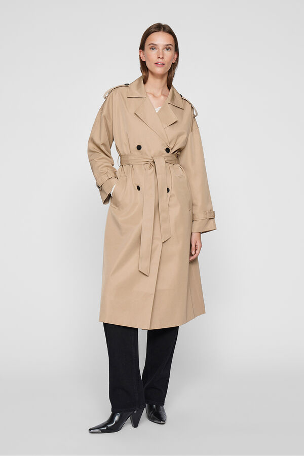 Vila Long knotted trench coat Beige