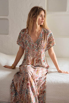 Molly Bracken Vestido largo de manga corta con estampado