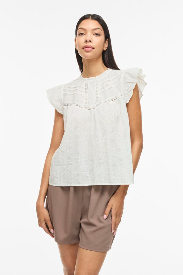 Vila Blusa de manga corta de algod&oacute;n org&aacute;nico Blanco