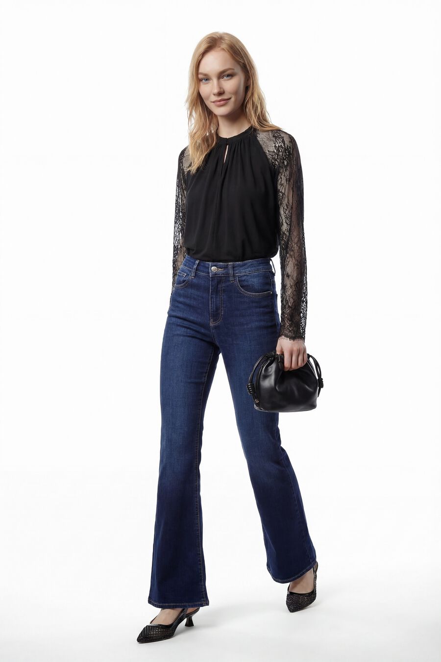 Top de manga larga de encaje