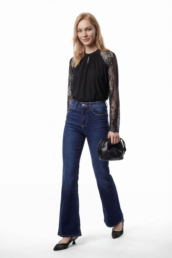 Vero Moda Top de manga larga de encaje Negro