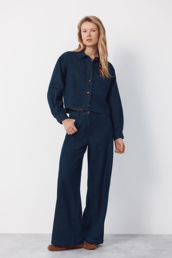 Cortefiel Soft denim shirt Blue