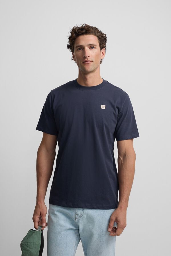 Silbon Camiseta lisa minilogo parche Azul marino