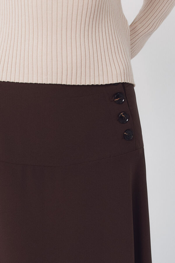 Cortefiel Falda vuelo botones Marr&oacute;n oscuro