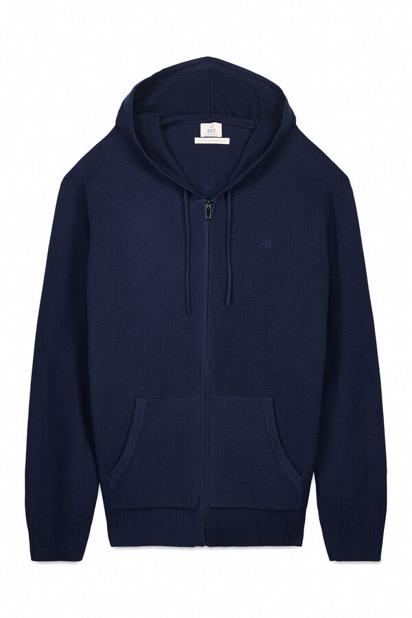 OOTO Cardigan com capuz e fecho-&eacute;clair Azul