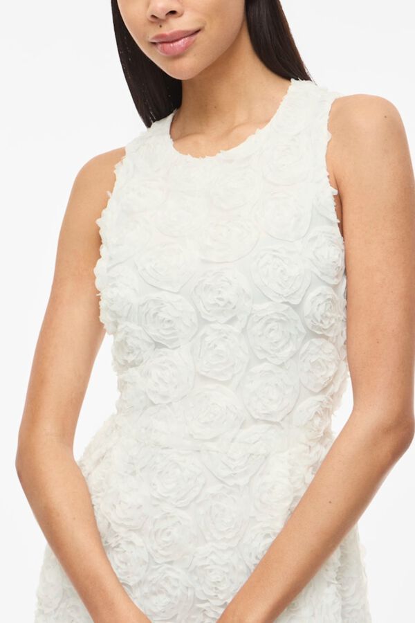 Vila Vestido midi com flores em tecido Branco