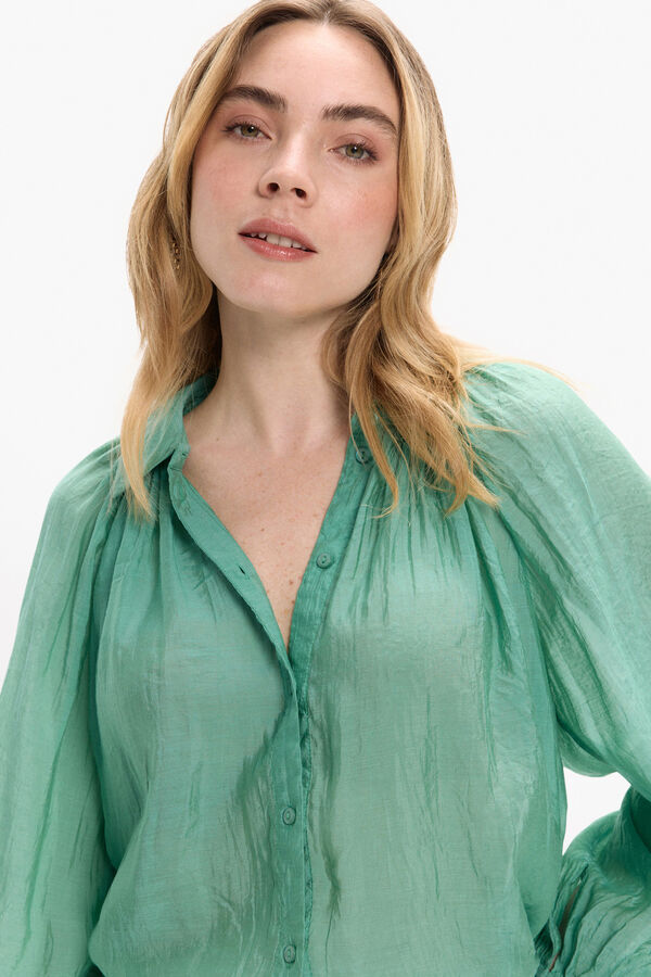 Vila Blusa manga larga abullonada Green