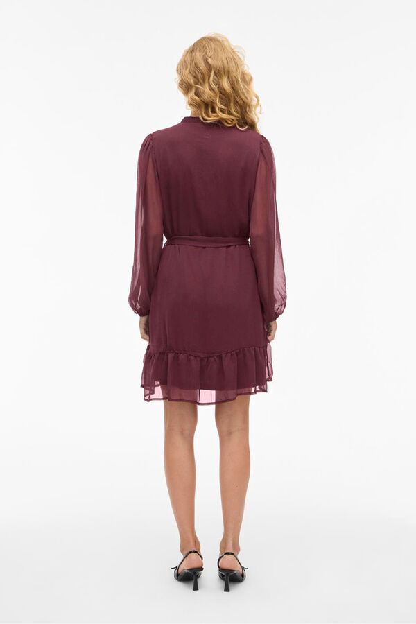 Vila Vestido corto de gasa Vino