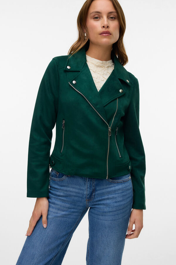 Vero Moda Blus&atilde;o em camur&ccedil;a com tachas Verde