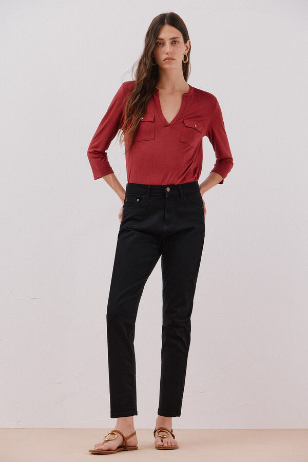 Cortefiel cal&ccedil;a jeans mam&atilde;e  Preto