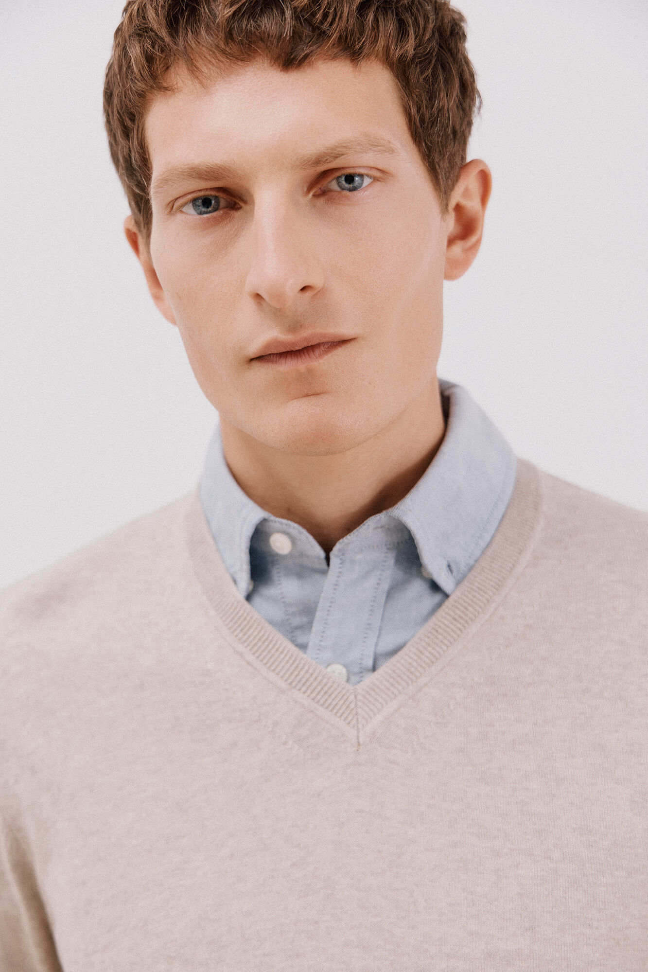 Cortefiel Jersey algod&oacute;n cashmere cuello pico