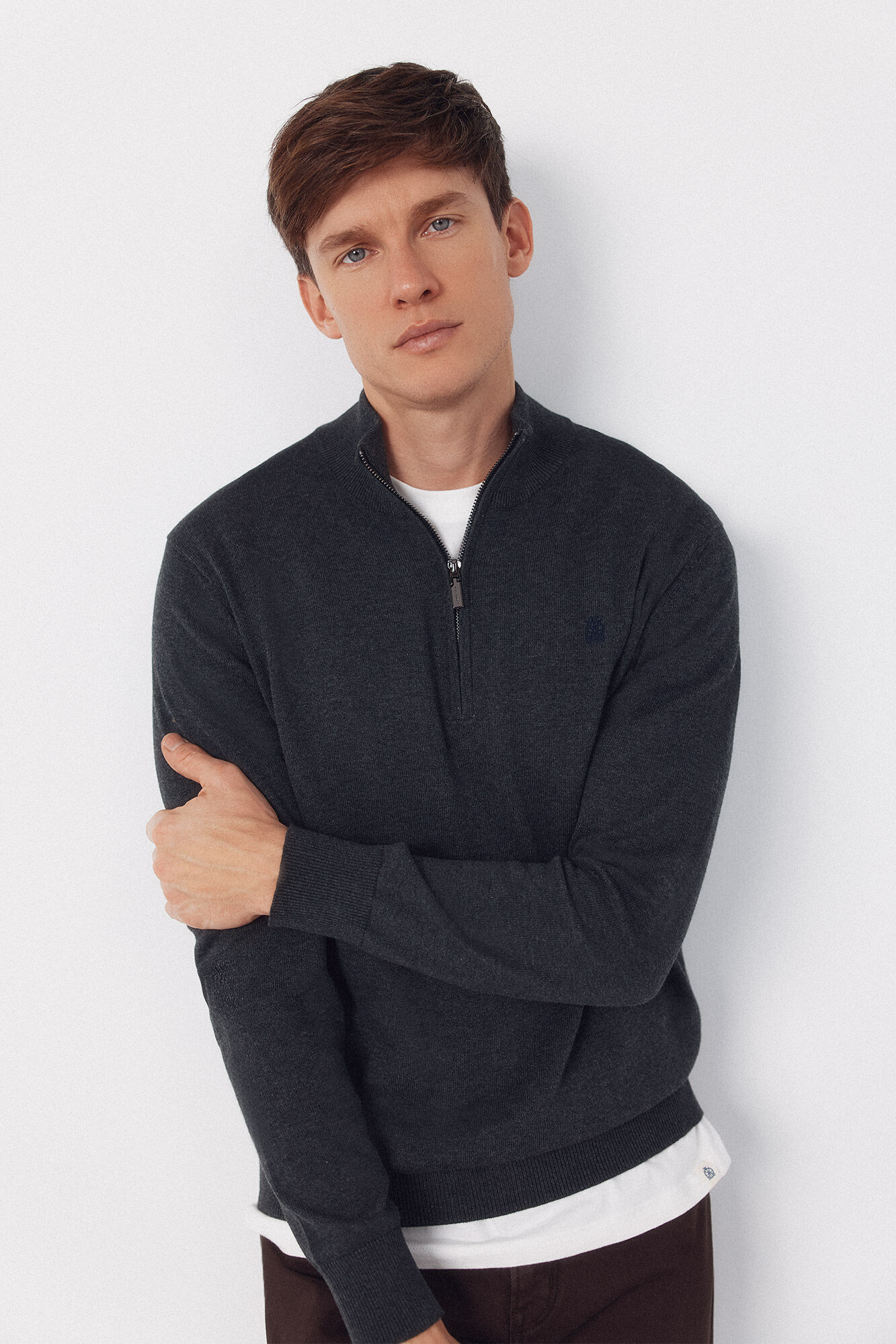 Cortefiel Jersey algod&oacute;n cuello alto cremallera