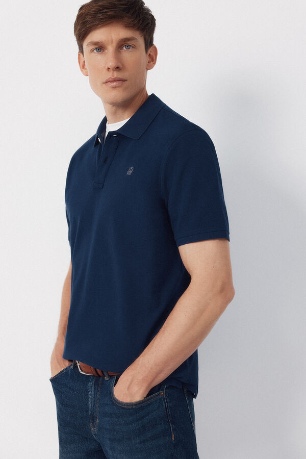 Cortefiel Basic piqu&eacute; polo shirt Blue