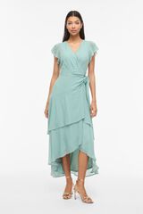 Vila Vestido midi cruzado con lazada de fiesta Turquesa
