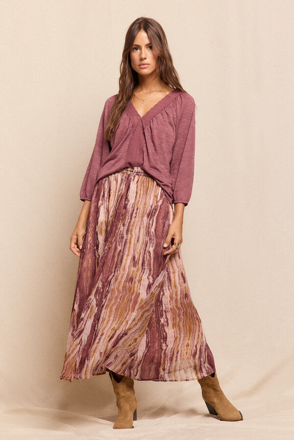 Slowlove Falda midi estampada Brown