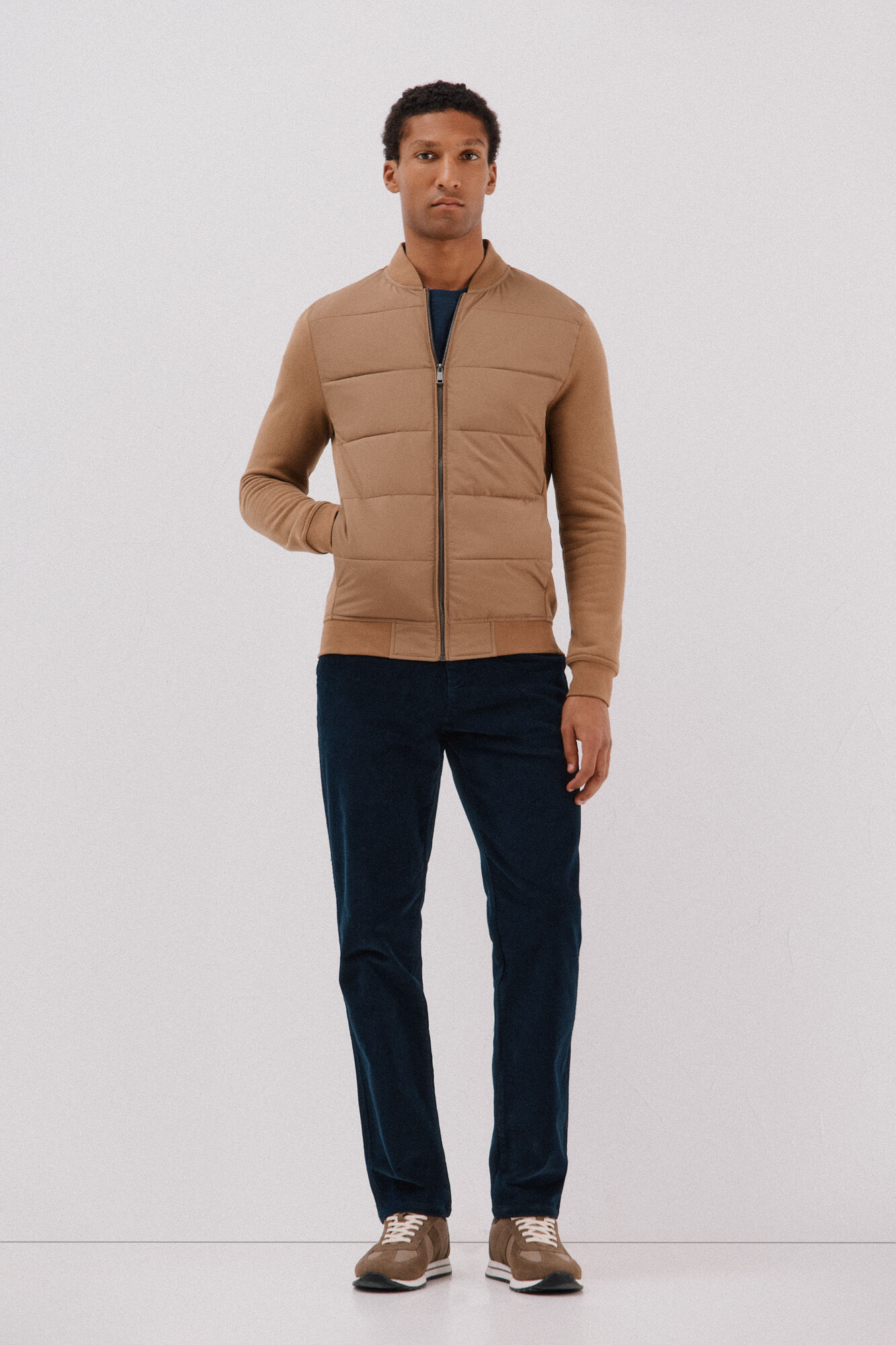 Cortefiel Casaco bomber em tecido combinado