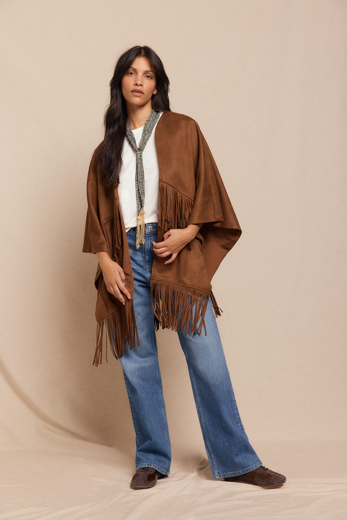 Slowlove Poncho capa efecto piel