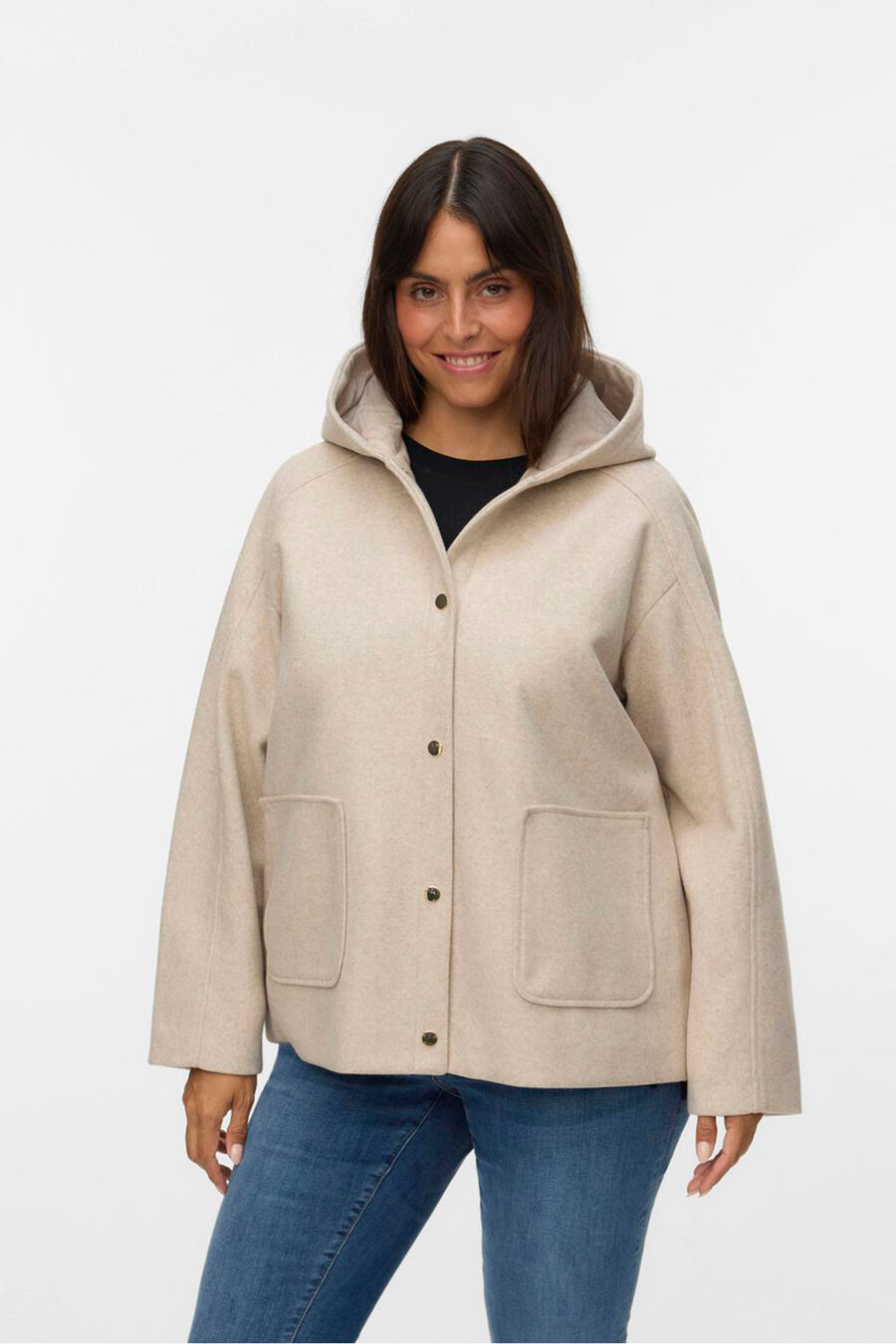 Abrigo corto de paño talla grande