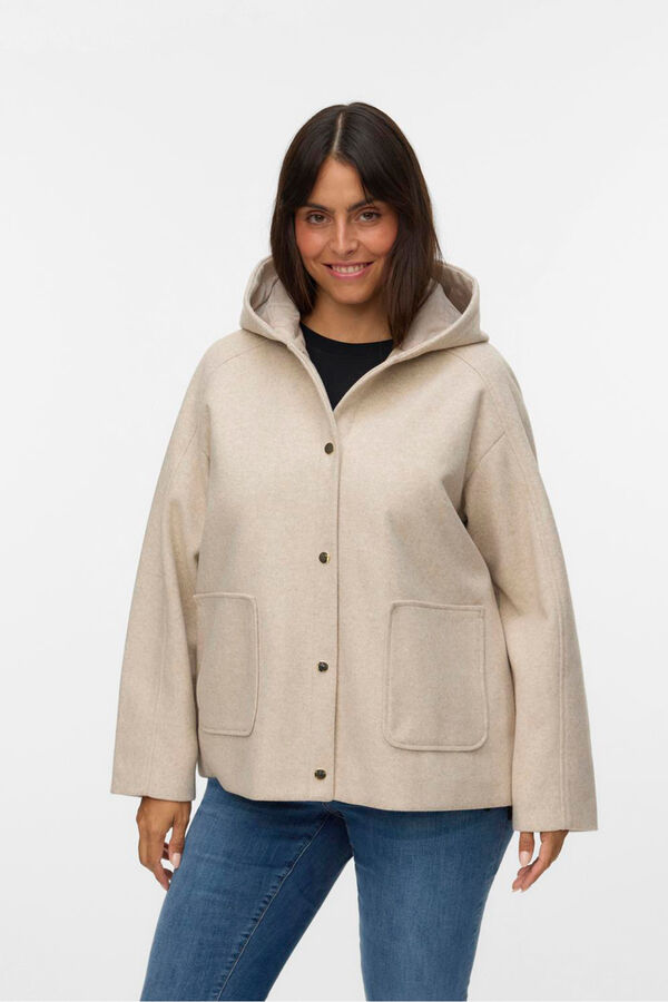 Vero Moda Curve Abrigo corto de pa&ntilde;o talla grande Beige