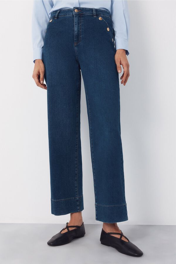 Cortefiel Jeans Palazzo botones Azul