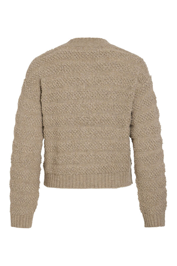 Vila Buttoned jersey-knit cardigan with wool Nude