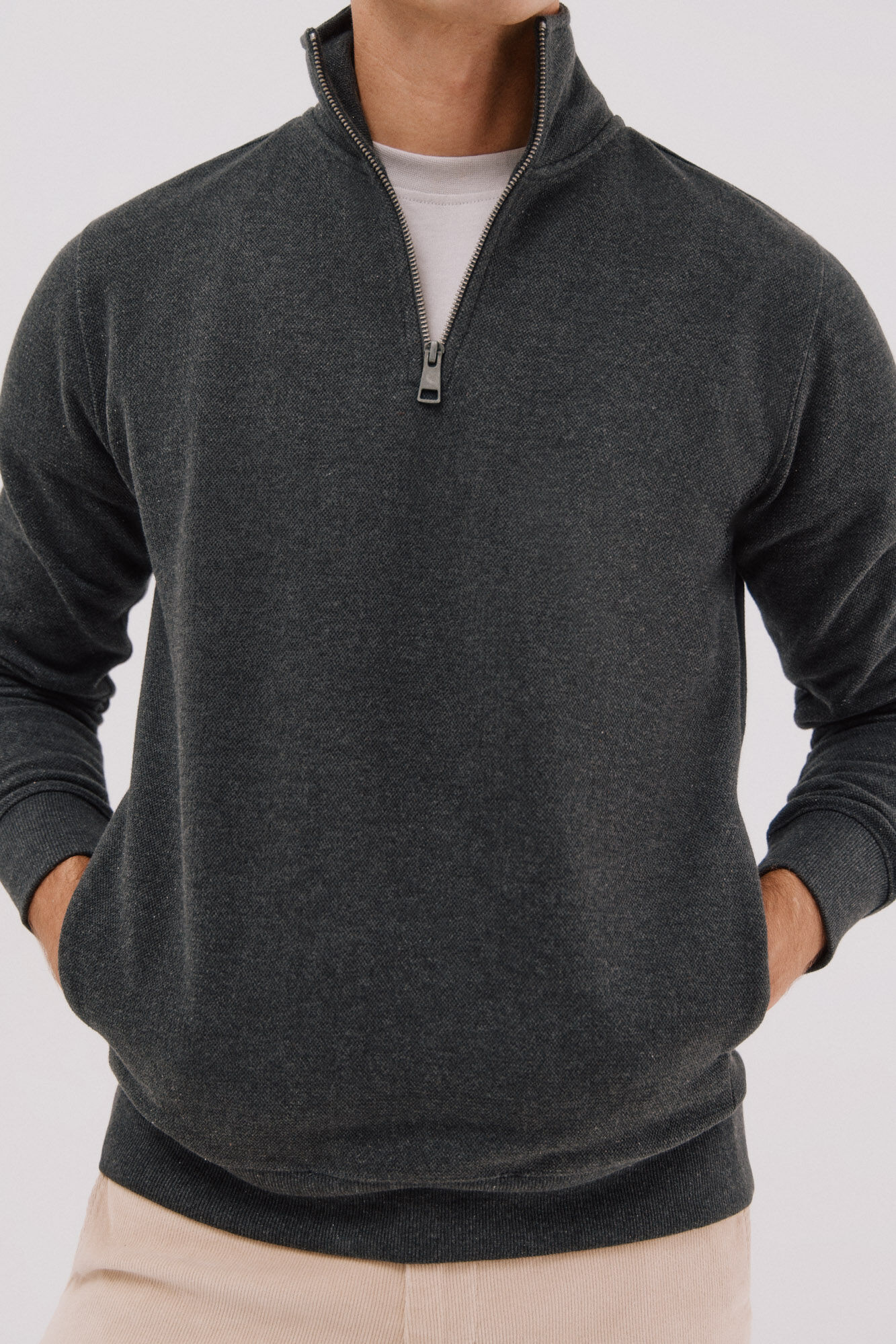 Cortefiel Sudadera cuello cremallera