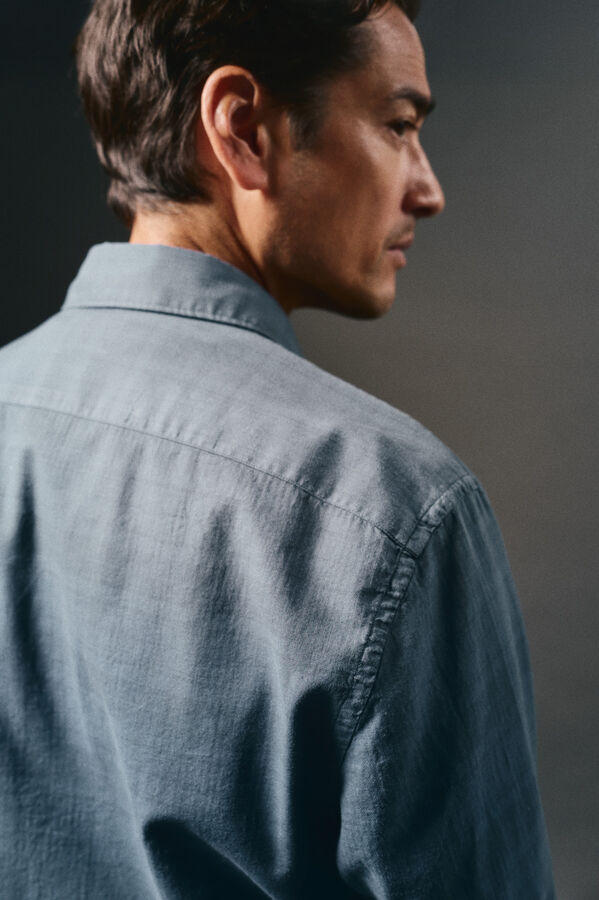 OOTO Camisa cuadro sobretintado Azul marino