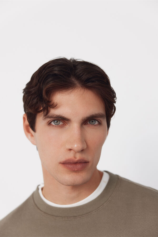 Cortefiel Sudadera estructura cuello caja Kaki