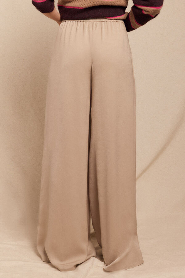 Slowlove Flowing satin-finish trousers Beige
