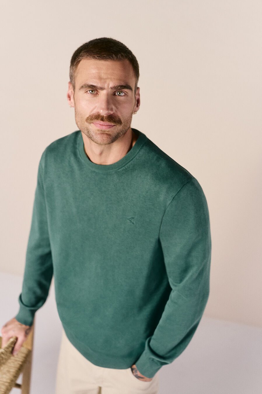 Jersey cuello redondo algodón lavado