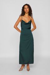 Vila Satin-finish party midi dress Dark green