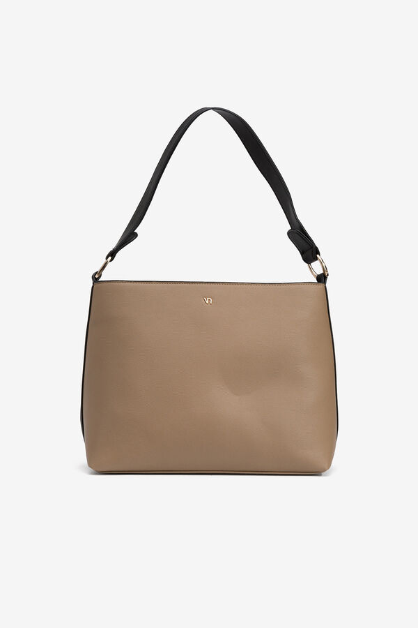 Vilanova Bolso de Hombro con Aros Met&aacute;licos Beige