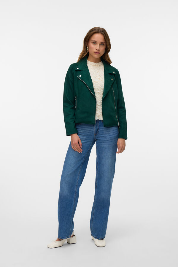 Vero Moda Blus&atilde;o em camur&ccedil;a com tachas Verde