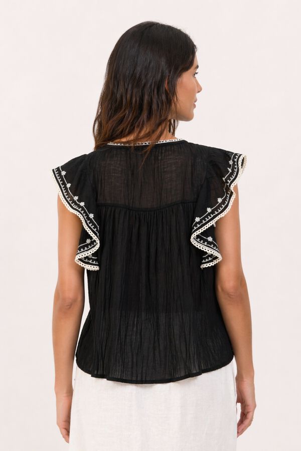 Vila Blusa con bordados de algod&oacute;n org&aacute;nico Printed