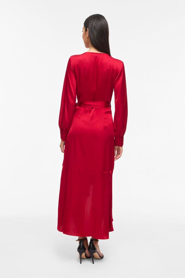 Vila Vestido midi acetinado de festa Vermelho
