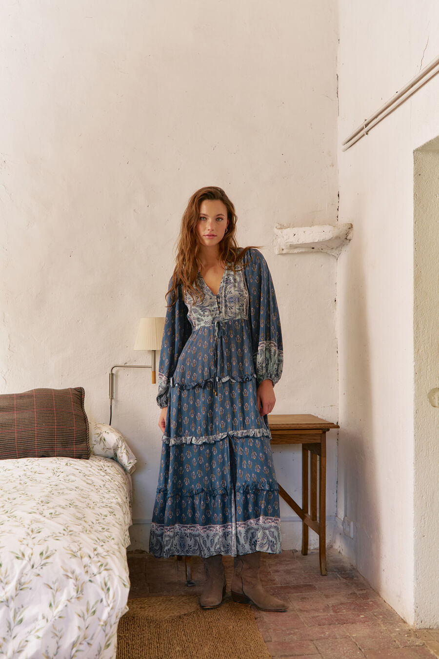 Vestido largo Luciana estampado Nico